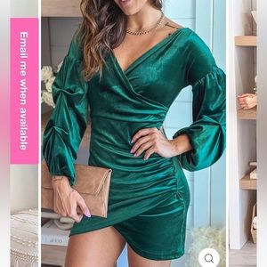 Saved by the Dress Velvet Hunter Green mini dress new condition- never worn SZ M